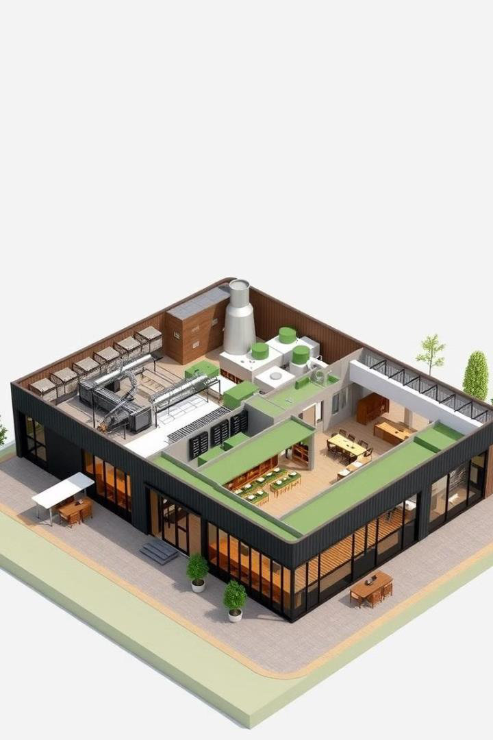Isometric roastery model